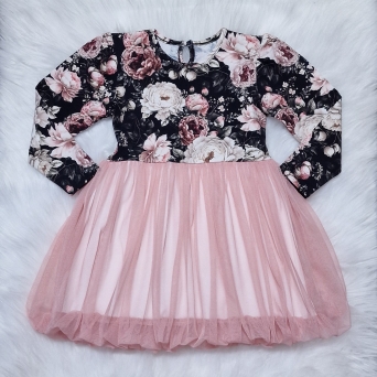 Sukienka Nowe Peonie roz:128-146 jasno-ciemna